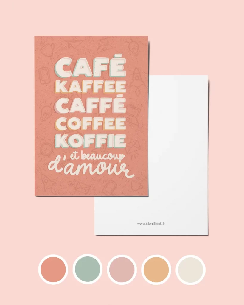 design carte postale caféinée