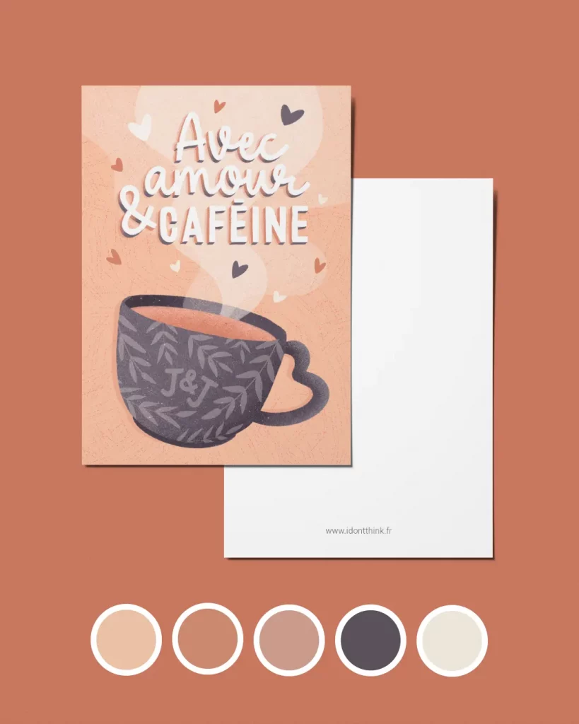 un design de carte postale d'amour caféiné